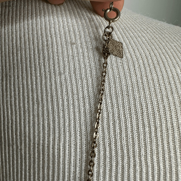 Vintage 70s 80s SARAH COVENTRY gold NECKLACE white stone dainty minimalist 16" - Picture 4 of 4